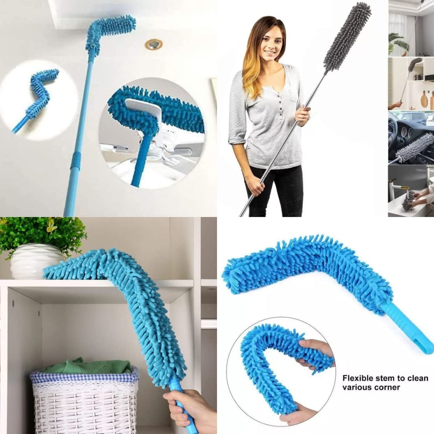 Adjustable Long Handle Microfiber Dust Brush – Foldable Ceiling & Appliance Cleaner Adjustable Long Handle Microfiber Dust Brush – Foldable Ceiling & Appliance Cleaner